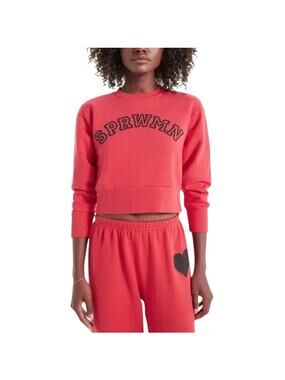 Sprwmn Cozy Red Logo Shrunken Sweatshirt Size M